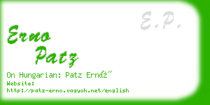 erno patz business card